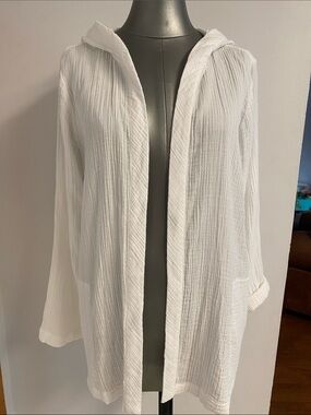 J Jill/Pure Jill White Hooded Swim Coverup - Size S, Like New Condition!